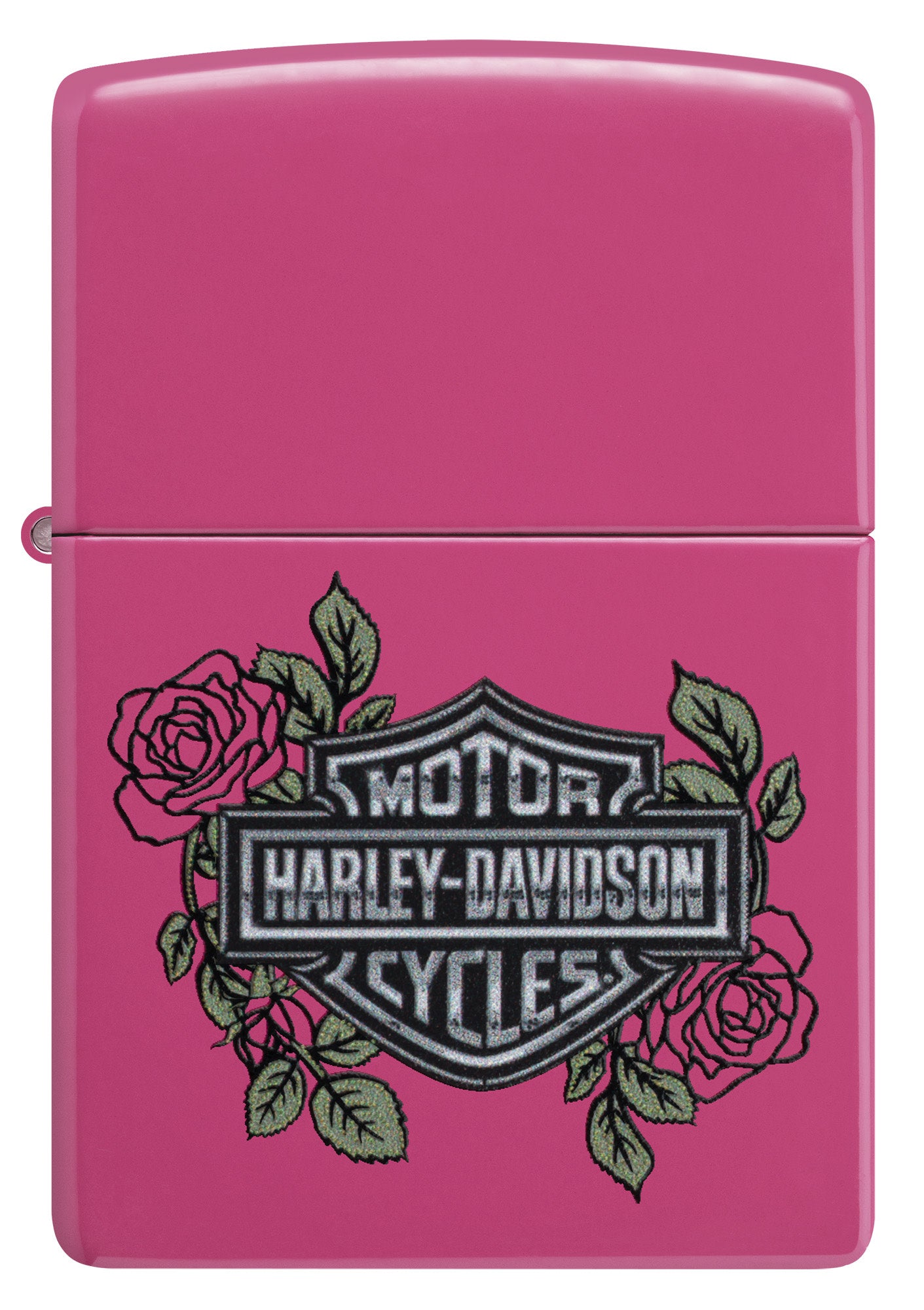 Front view of Zippo Harley-DavidsonÂ® Roses Frequency Windproof Lighter.