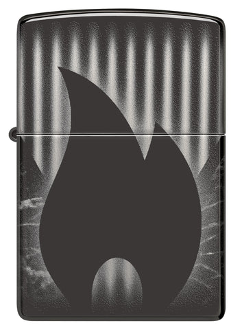 Front view of Zippo Design High Polish Black Windproof Lighter.