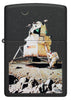 Front view of Zippo Norman Rockwell Man on the Moon Black Matte Windproof Lighter.