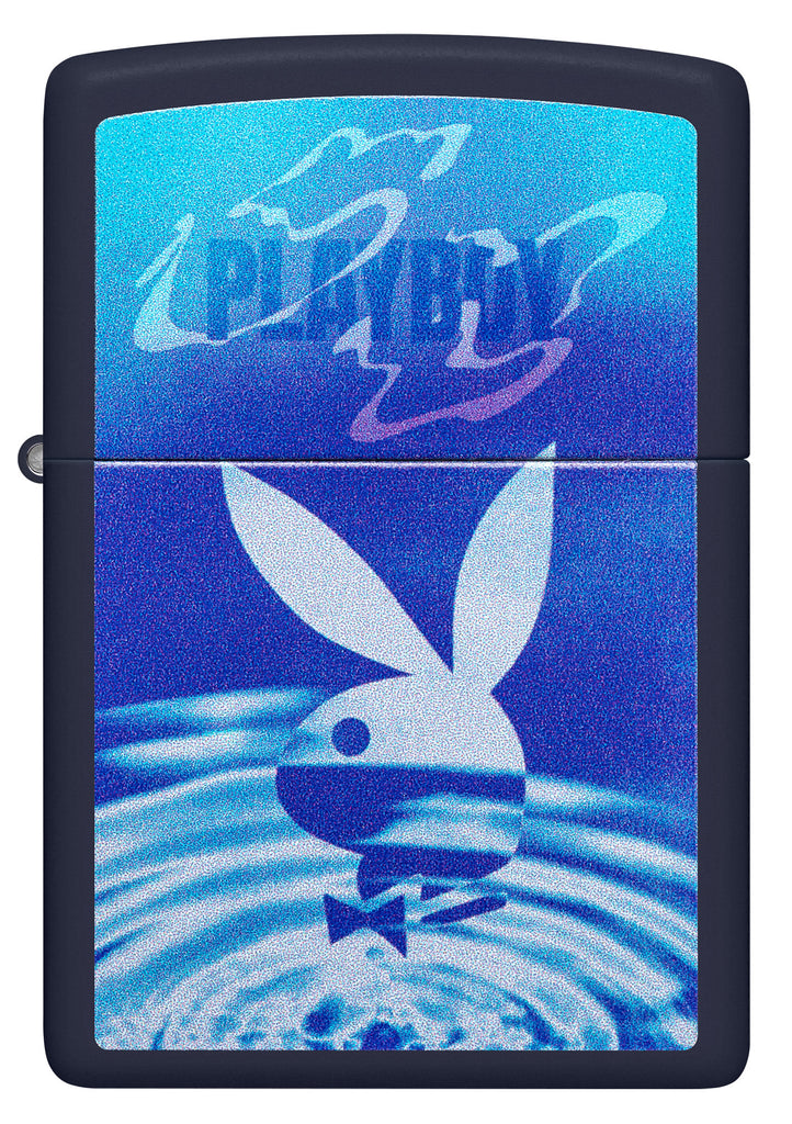 Front shot of Zippo Playboy Navy Matte Windproof Lighter.