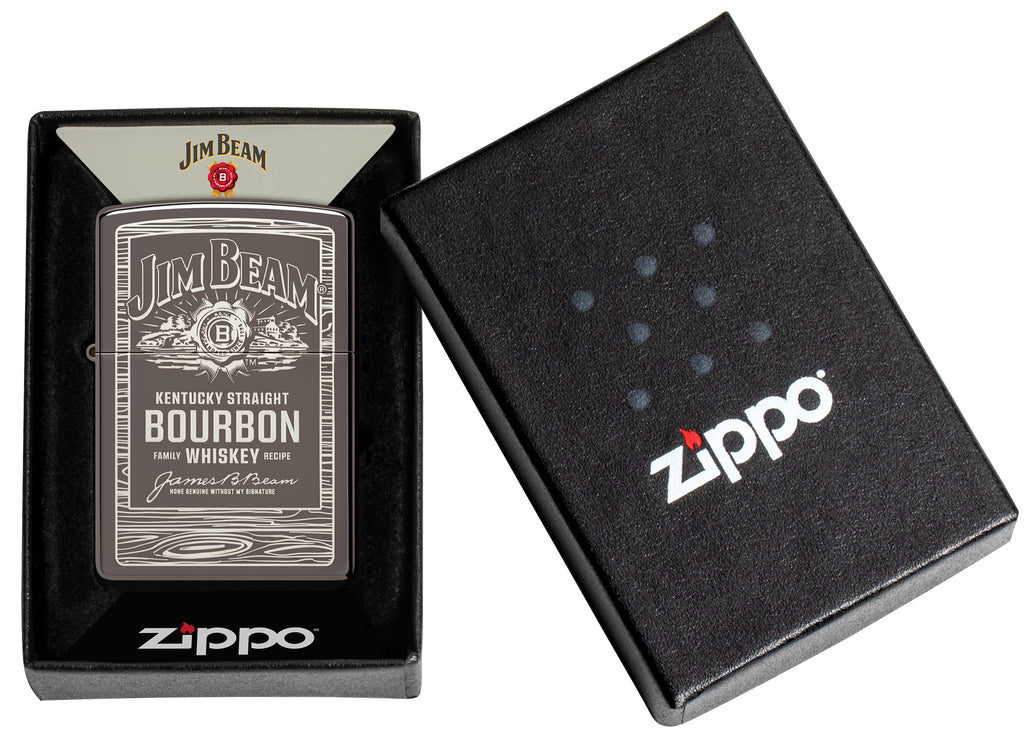 Zippo Jim Beam Black Ice Windproof Lighter in its packaging.