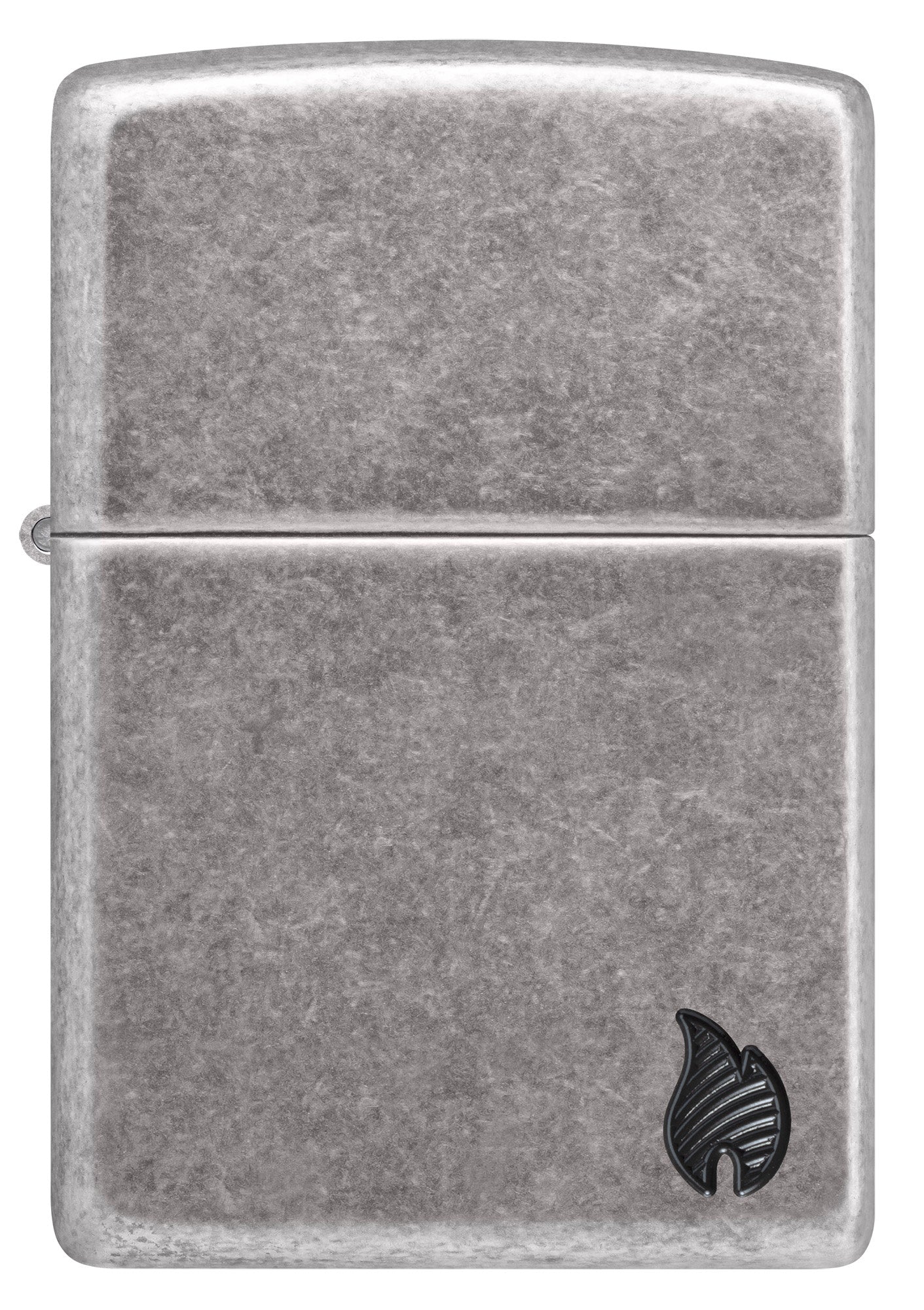 Front view of Zippo ArmorÂ® Series Flame Antique Silver Windproof Lighter