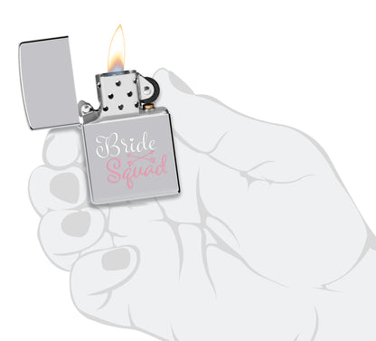 Colorful Bridesquad Design Windproof Lighter lit in hand