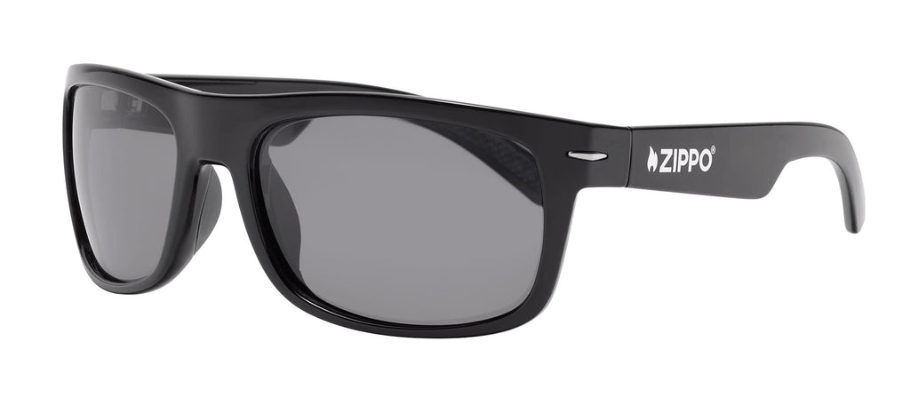 Front angled shot of Polarized Curved Sunglasses OB33 - Black