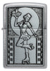 Front shot of Zippo Roller Waitress Emblem Brushed Chrome Windproof Lighter.