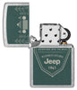 Zippo Jeep Street Chrome Windproof Lighter with its lid open and unlit.