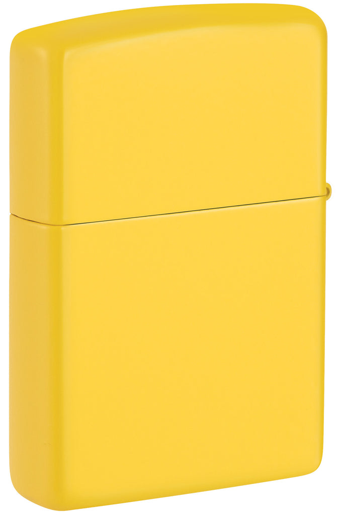 Back view of Zippo Classic Sunflower Windproof Lighter standing at a 3/4 angle.