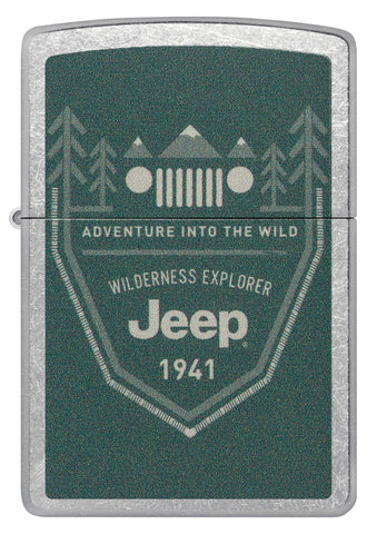 Front shot of Zippo Jeep Street Chrome Windproof Lighter.