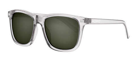 Front angled shot of Classic Angular Transparent Sunglasses OB63 - Green