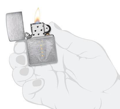 Gold Tux & Bowtie Design Windproof Lighter lit in hand