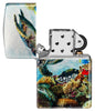 Zippo Deep Sea Design 540 Tumbled Chrome Windproof Lighter with its lid open and unlit.