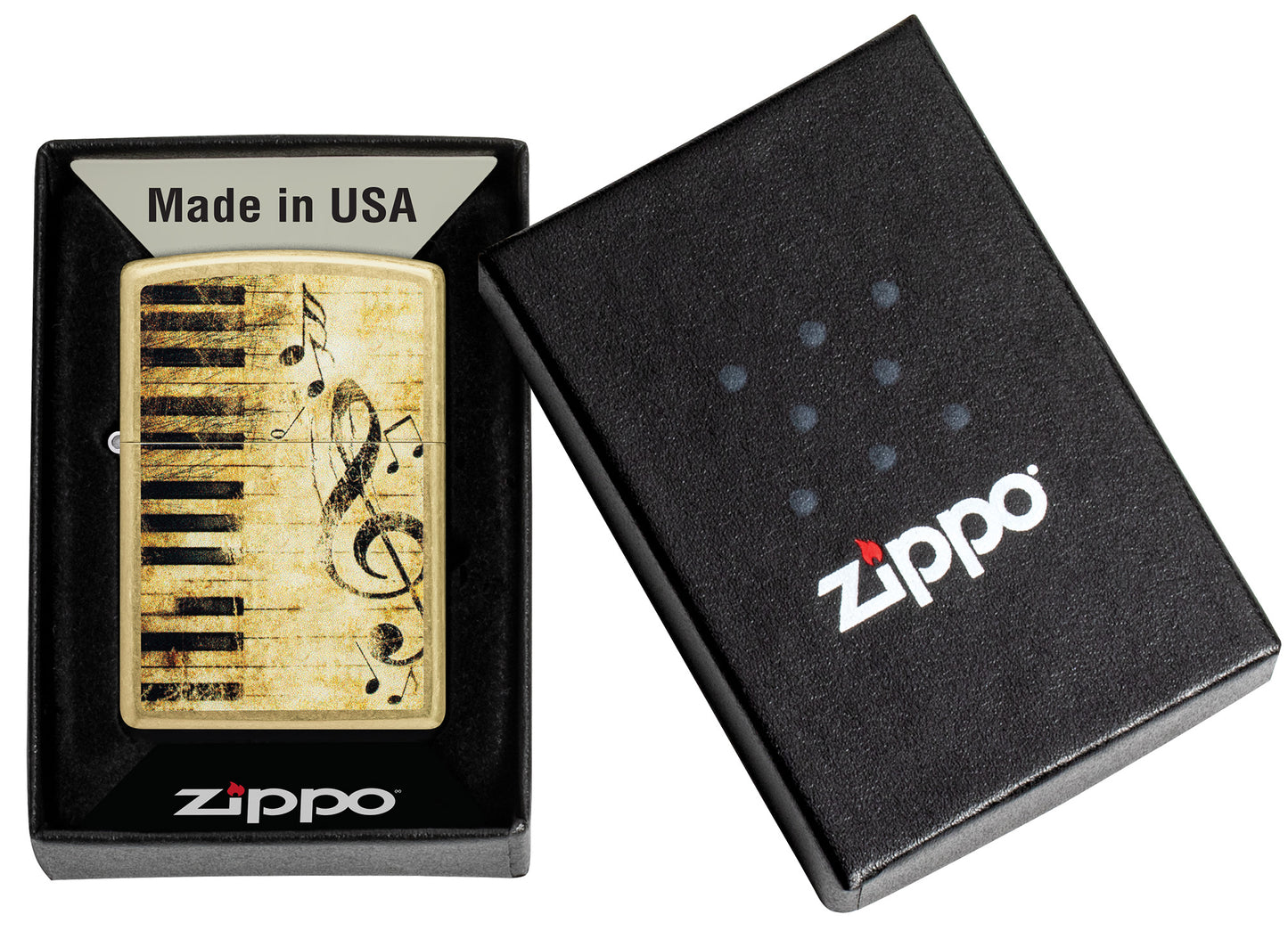 Zippo Nothing but Treble Design Street Brass Windproof Lighter in its packaging.