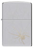 Front view of Zippo Spider Web Design High Polish Chrome Windproof Lighter.