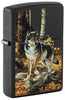 Front view of Zippo Linda Picken Black Matte Windproof Lighter standing at a 3/4 angle.