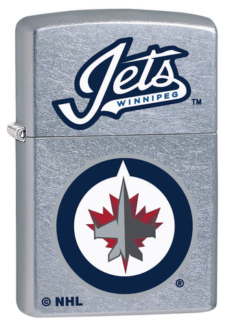 Front shot of NHL Winnipeg Jets Street Chrome™ Windproof Lighter standing at a 3/4 angle
