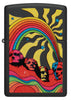 Front shot of Zippo Hippie Mt Rushmore Design Black Matte Windproof Lighter.