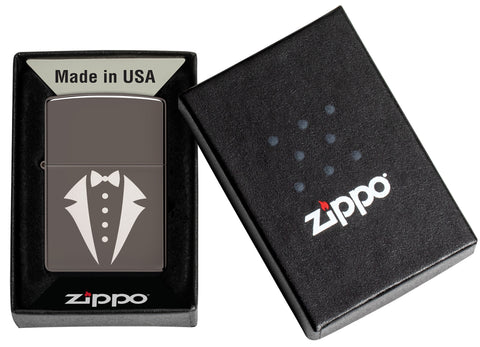 Tuxedo & Bowtie Design Windproof Lighter in its packaging