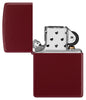 Zippo Classic Merlot Windproof Lighter with its lid open and unlit.