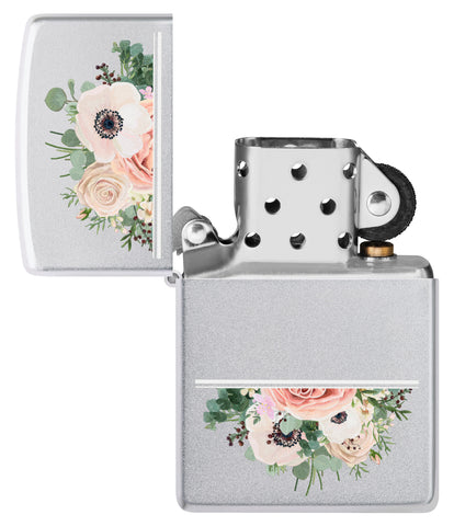Floral Lighter Windproof Lighter with its lid open and unlit