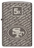 Front view of Zippo NFL San Francisco 49ers Super Bowl Commemorative Armor Black Ice Windproof Lighter.