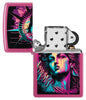 Zippo American Lady Frequency Windproof Lighter with its lid open and unlit.