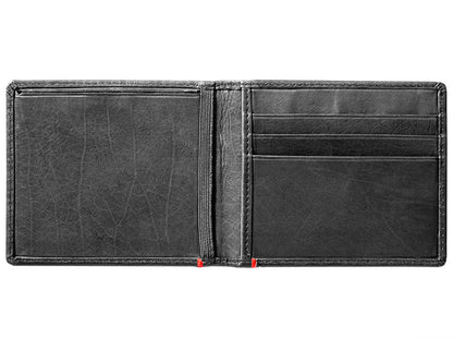 Black Leather Wallet With Skull Metal Plate minimalist back empty