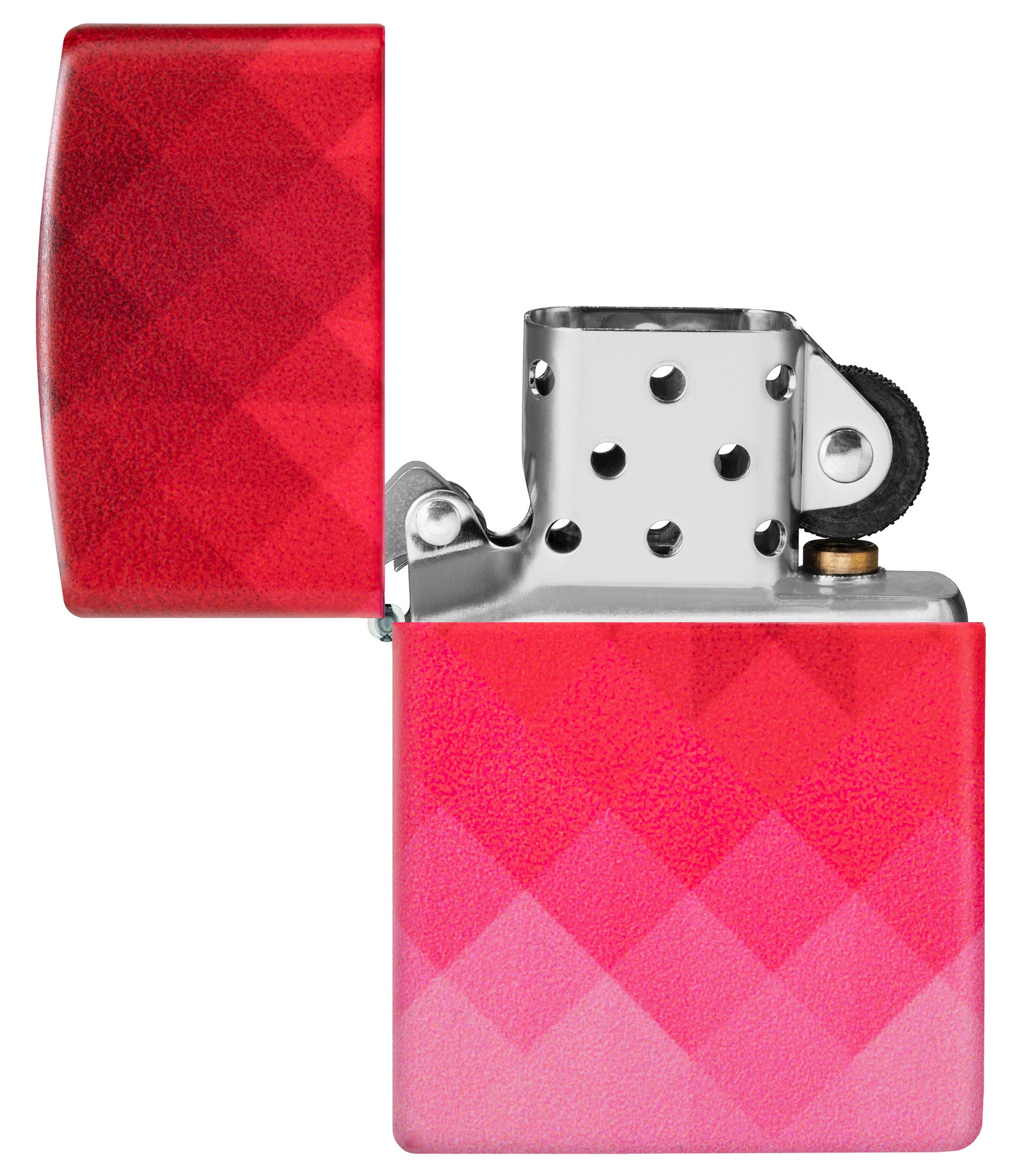 Zippo Ombre Pixel Design 540 Matte Windproof Lighter with its lid open and unlit.