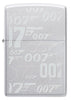 Front view of Zippo James Bond Satin Chrome Windproof Lighter.