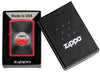 Zippo Vinyl Record Texture Print Red Matte Windproof Lighter in its packaging.