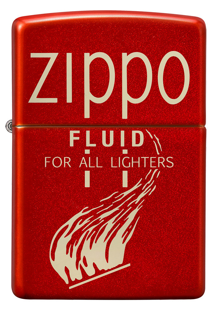 Front of Zippo Retro Design Metallic Red Windproof Lighter