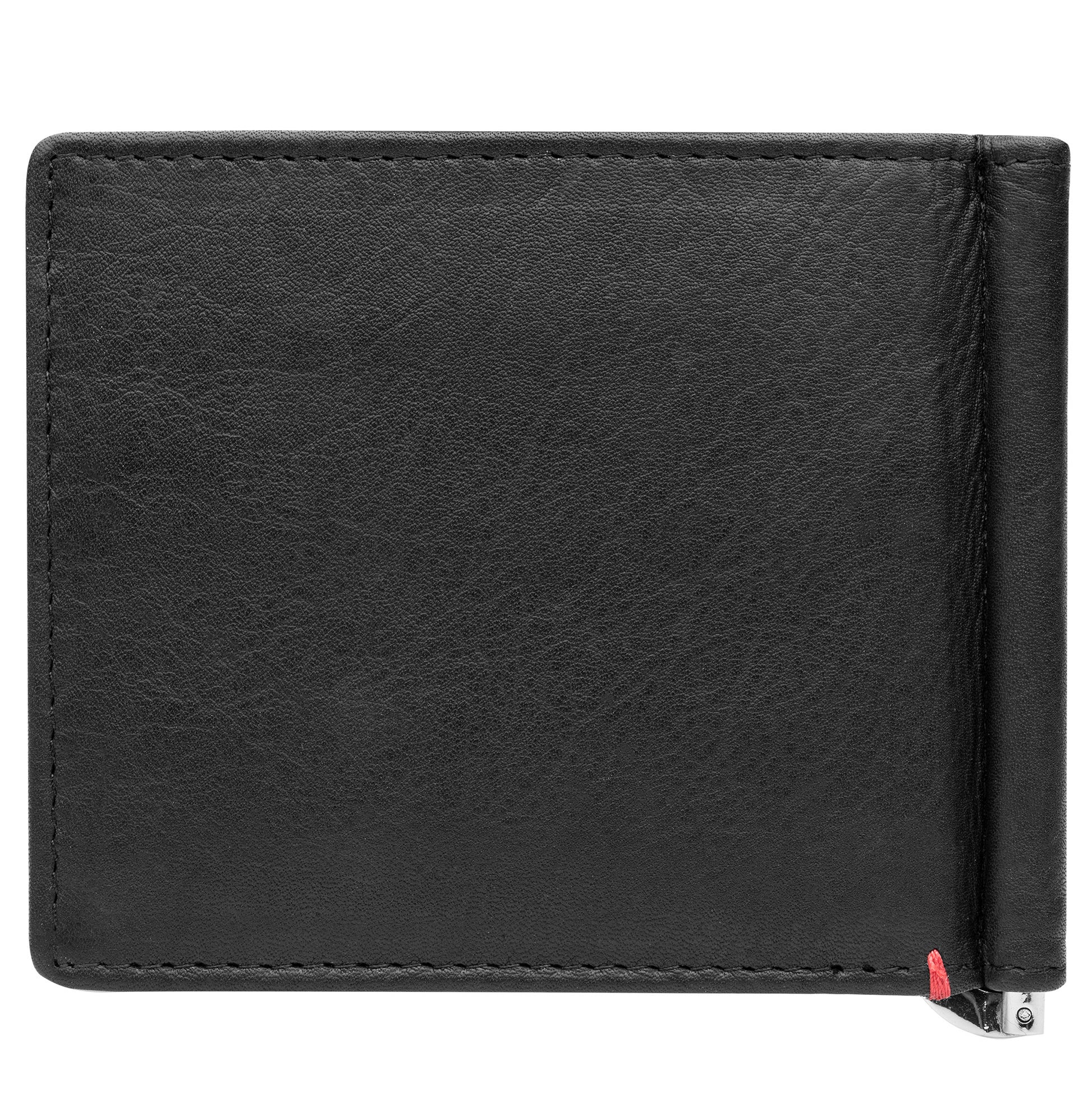 Back of black leather Wallet With Anchor Metal Plate - ID Window