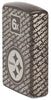 Angled shot of Zippo NFL Pittsburgh Steelers Super Bowl Commemorative Armor Black Ice Windproof Lighter showing the front and right side of the lighter.