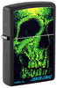 Front shot of Zippo Santa Cruz Skull Design Black Matte Windproof Lighter standing at a 3/4 angle.