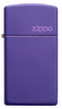 Front of Slim Purple Matte Zippo Logo Windproof Lighter