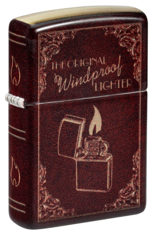 Front shot of Zippo Storybook 540 Matte Windproof Lighter standing at a 3/4 angle.