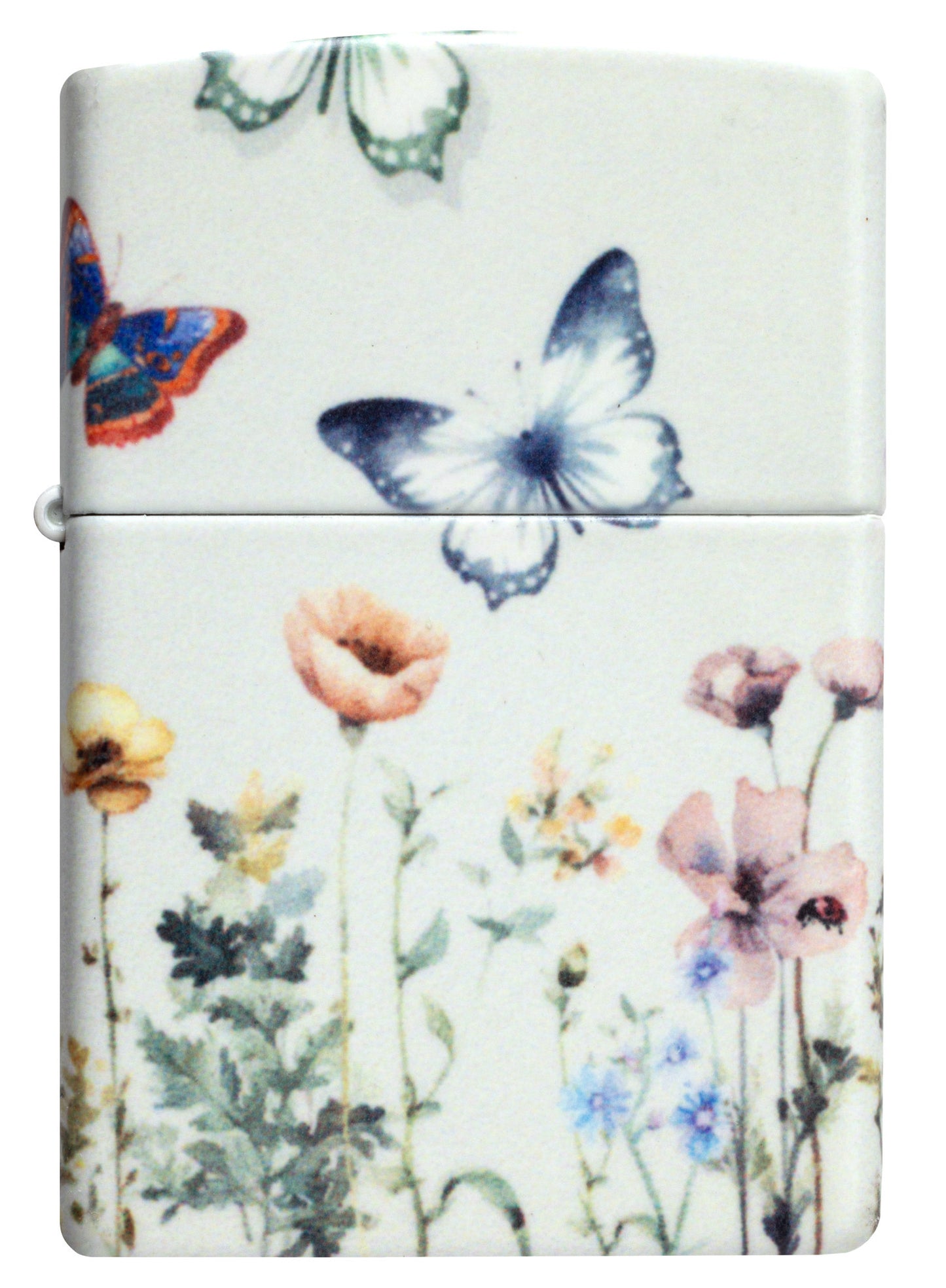 Front view of Zippo Glowing Butterflies Design Glow in the Dark Windproof Lighter.