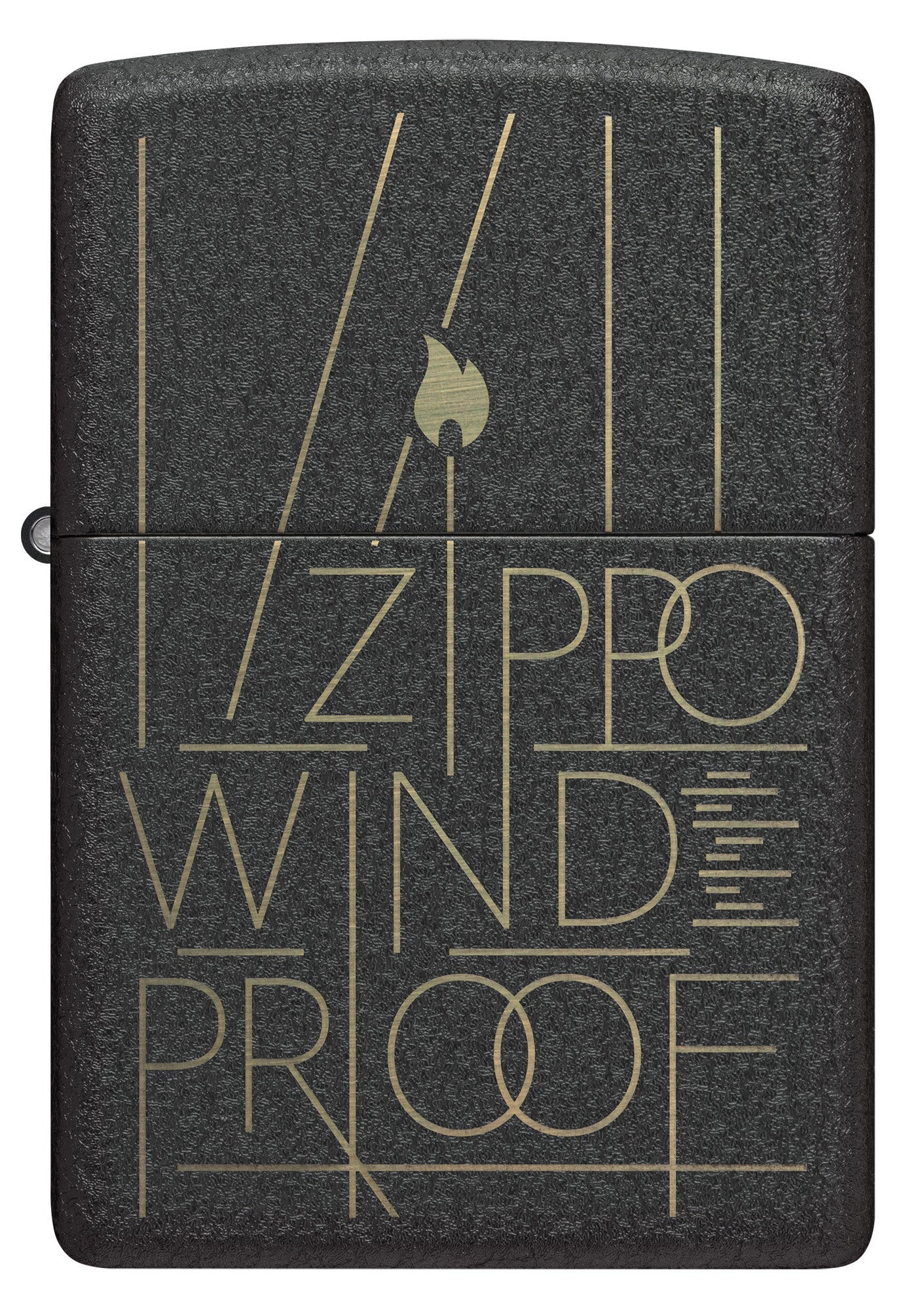 Front view of Zippo Line Art Zippo Design Black Crackle Windproof Lighter.
