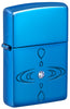 Front view of Zippo Simple Design Armor High Polish Blue Windproof Lighter standing at a 3/4 angle.