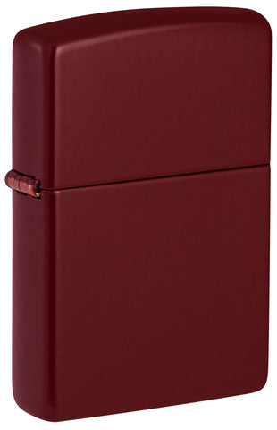 Front view of Zippo Classic Merlot Windproof Lighter standing at a 3/4 angle.