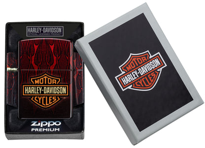 Zippo Harley-DavidsonÂ® 540 Tumbled Brass Windproof Lighter in its packaging,