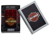 Zippo Harley-Davidson® 540 Tumbled Brass Windproof Lighter in its packaging,