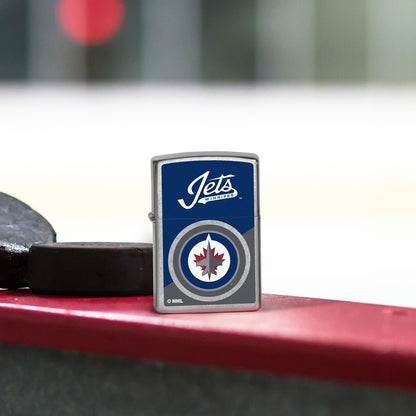 Front view of Zippo NHL® Winnipeg Jets™ 2024 Street Chrome™ Windproof Lighter.