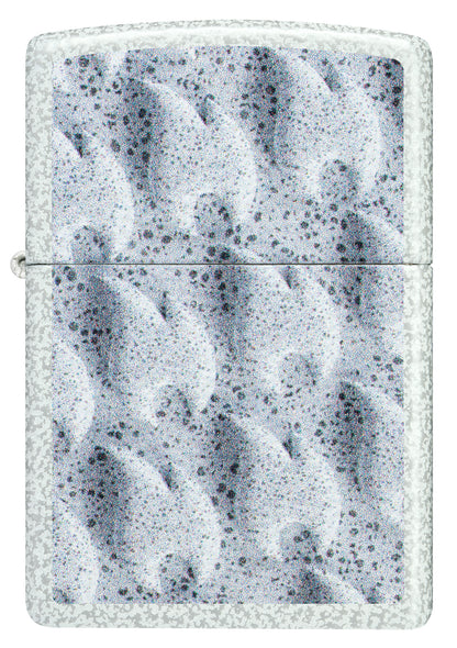 Front shot of Zippo Frozen Flames Design Glacier Windproof Lighter.
