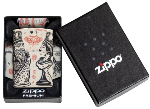 Zippo Checkmate Design 540 Matte Windproof Lighter in its packaging.