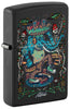 Front shot of Zippo Black Light Rick Rietveld Design Black Martte Windproof Lighter standing at a 3/4 angle.