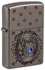 Front shot of Zippo Ocean Crystal Black Ice® Windproof Lighter standing at a 3/4 angle.