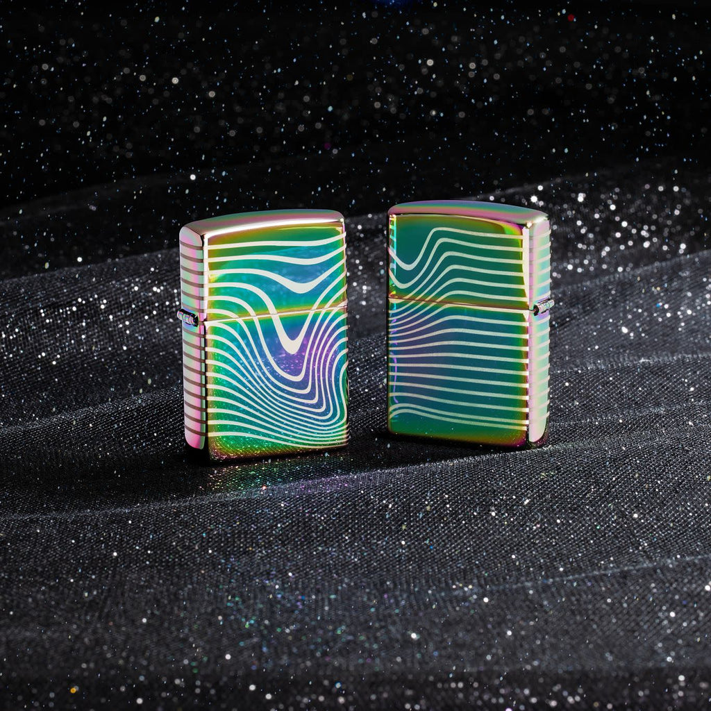 Lifestyle image of Zippo Wavy Pattern Design Multi Color Windproof Lighter.