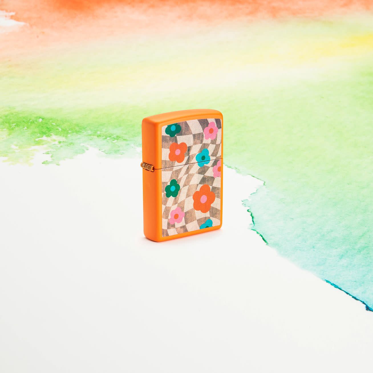 Zippo Wavy Flower Design Orange Matte Windproof Lighter