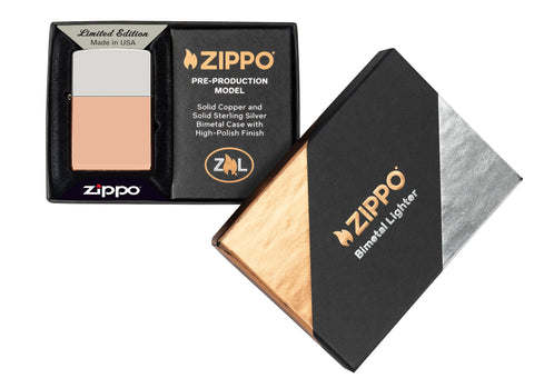 Zippo Bimetal Case Lighter - Copper Lid Windproof Lighter in its packaging.
