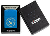 Zippo Seal Design Sky Blue Matte Windproof Lighter in its packaging.